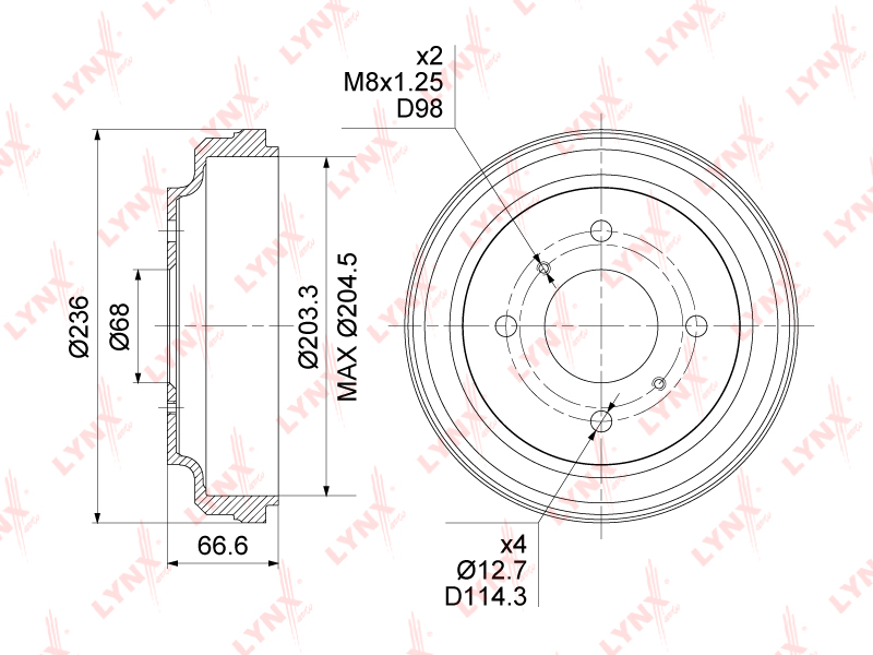 Барабан тормозной 203x43  зад правлев NISSAN	 ALMERA Classic